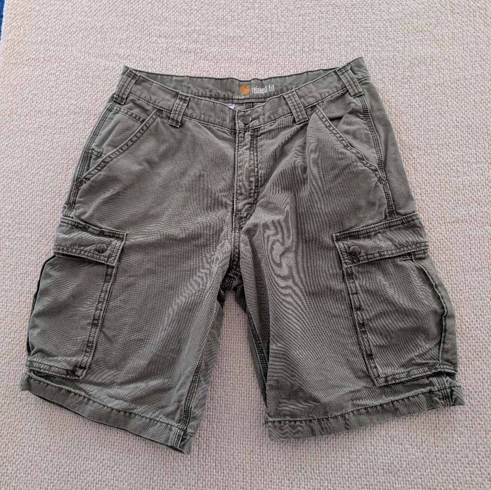 Carhartt Cargo Shorts Men's 34 Relaxed Fit Olive Green Pockets Utility Outdoor